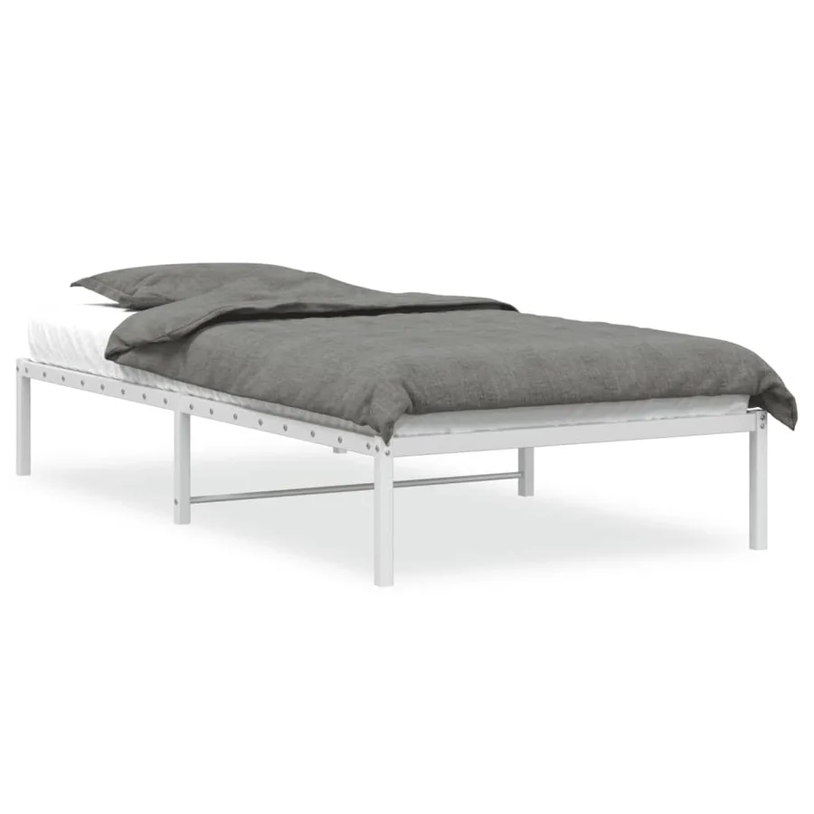 Cadre de lit en métal sans matelas blanc 107x203 cm - 2