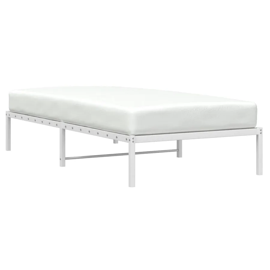 Cadre de lit en métal sans matelas blanc 107x203 cm - 3