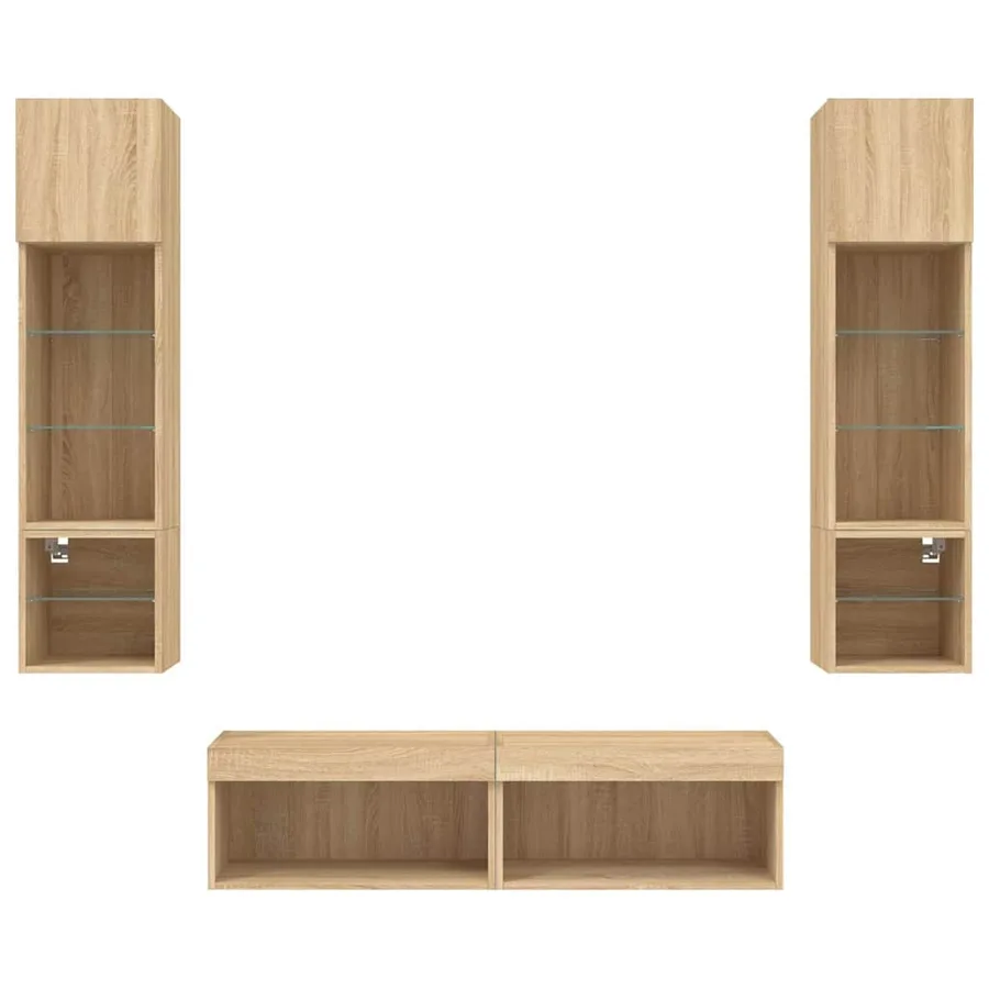 Unités murales TV avec LED 6 pcs chêne sonoma bois d'ingénierie - 7