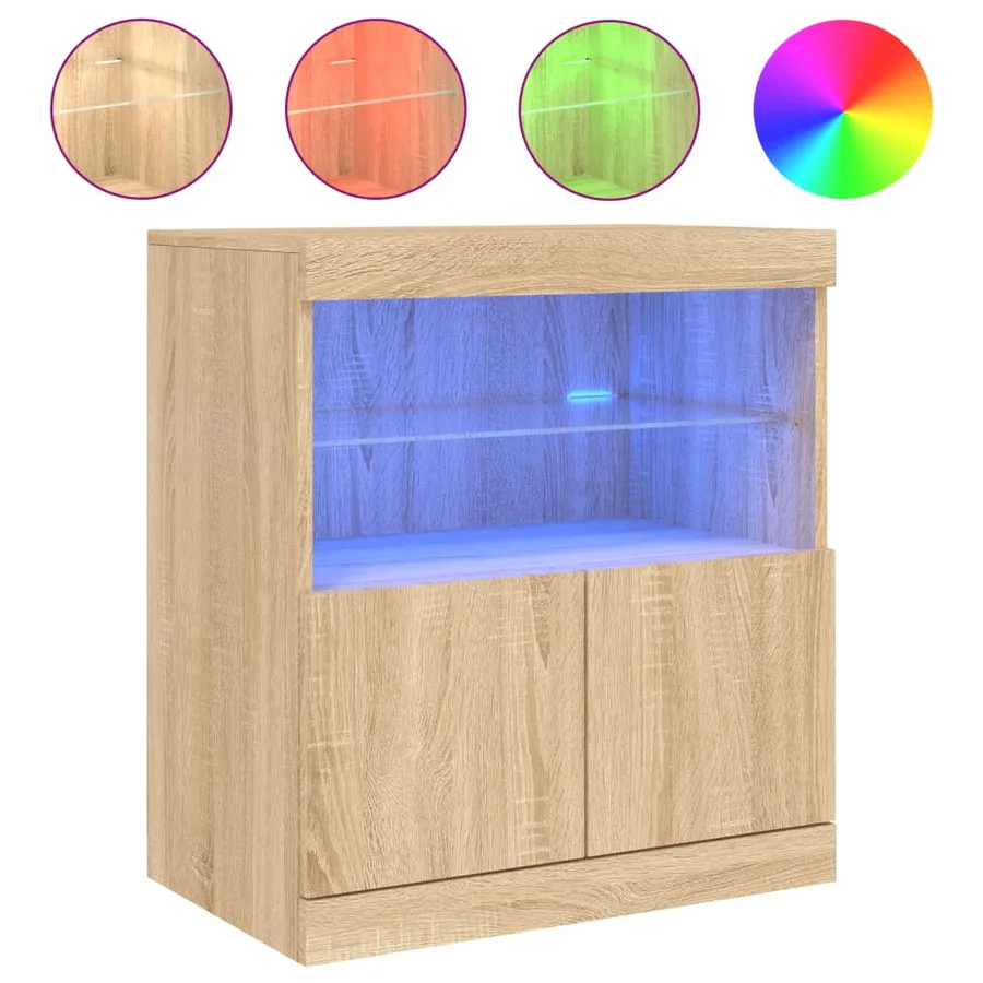 Buffet avec lumières LED chêne sonoma 60x37x67 cm - 2