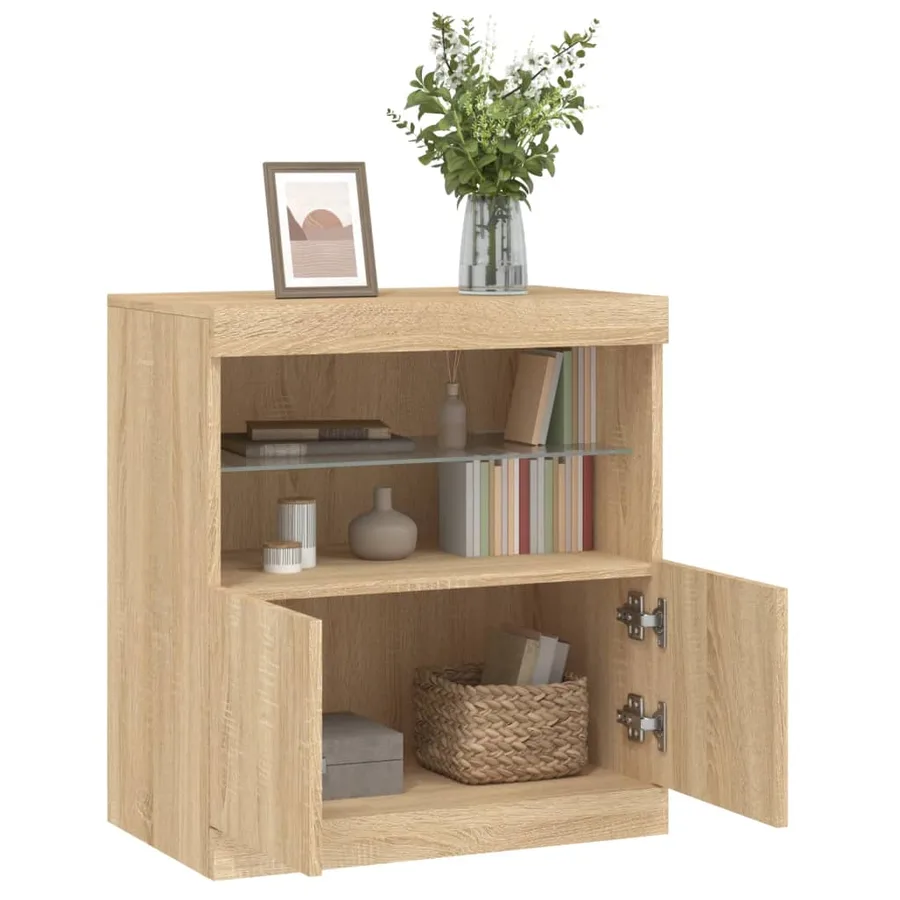 Buffet avec lumières LED chêne sonoma 60x37x67 cm - 5