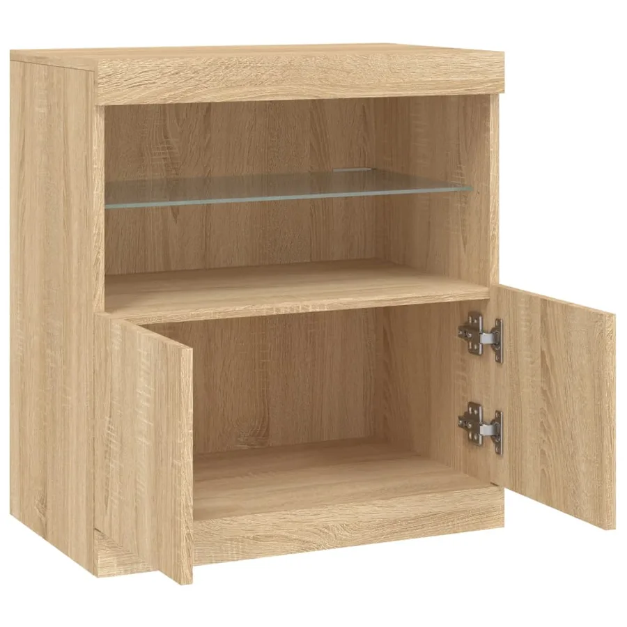 Buffet avec lumières LED chêne sonoma 60x37x67 cm - 7