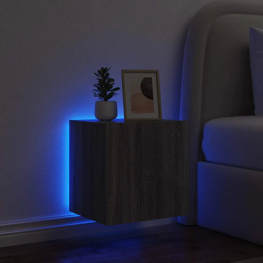 Meubles TV muraux et lumières LED 2pcs sonoma gris 40,5x35x40cm - 17