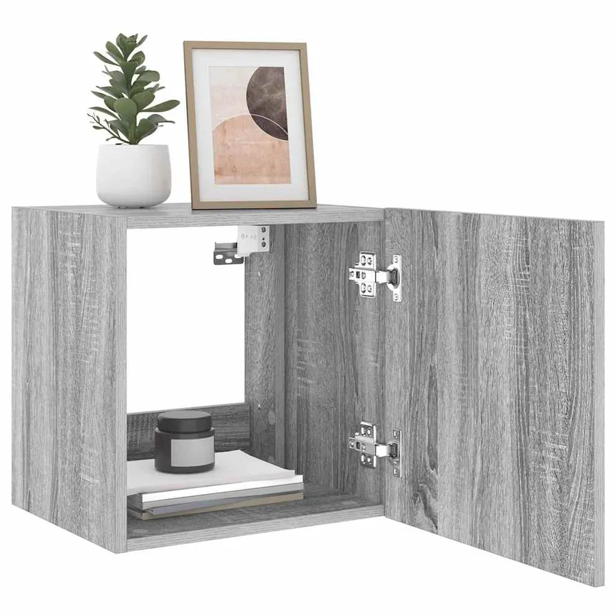 Meubles TV muraux et lumières LED 2pcs sonoma gris 40,5x35x40cm - 6