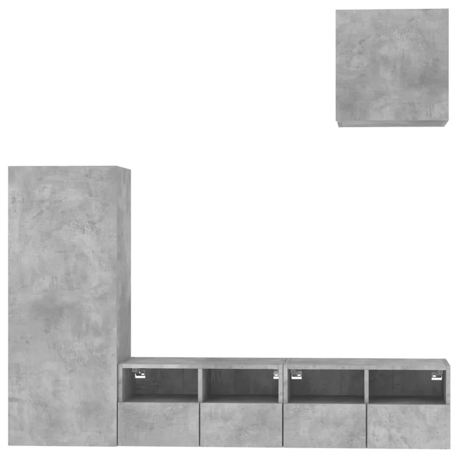 Unités murales TV 4 pcs gris béton bois d'ingénierie - 5