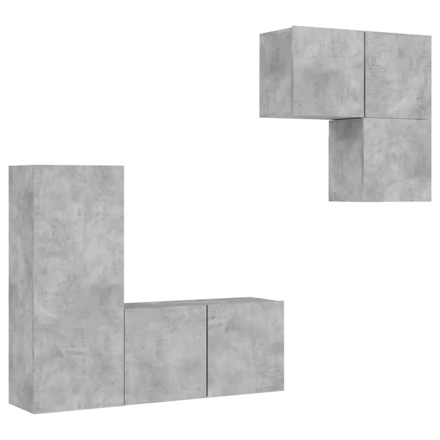 Unités murales TV 4 pcs gris béton bois d'ingénierie - 2