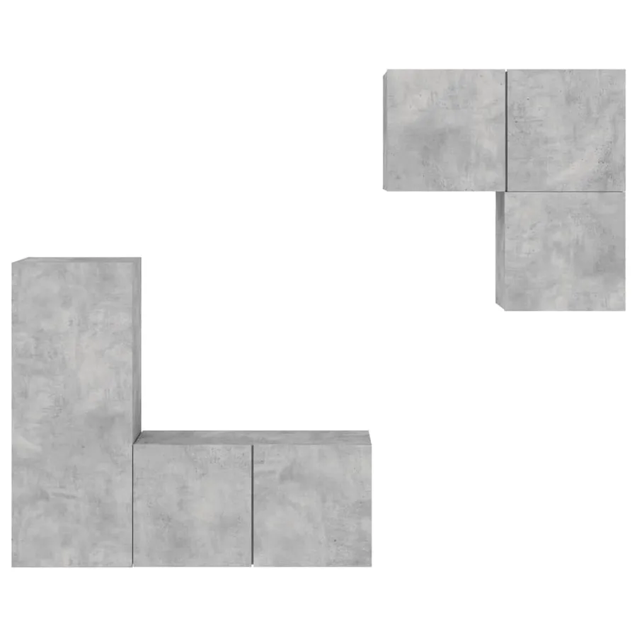 Unités murales TV 4 pcs gris béton bois d'ingénierie - 5