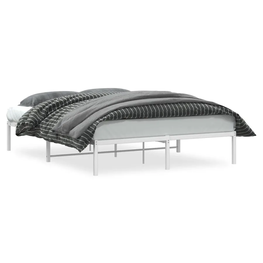 Cadre de lit métal sans matelas blanc 160x200 cm - 2