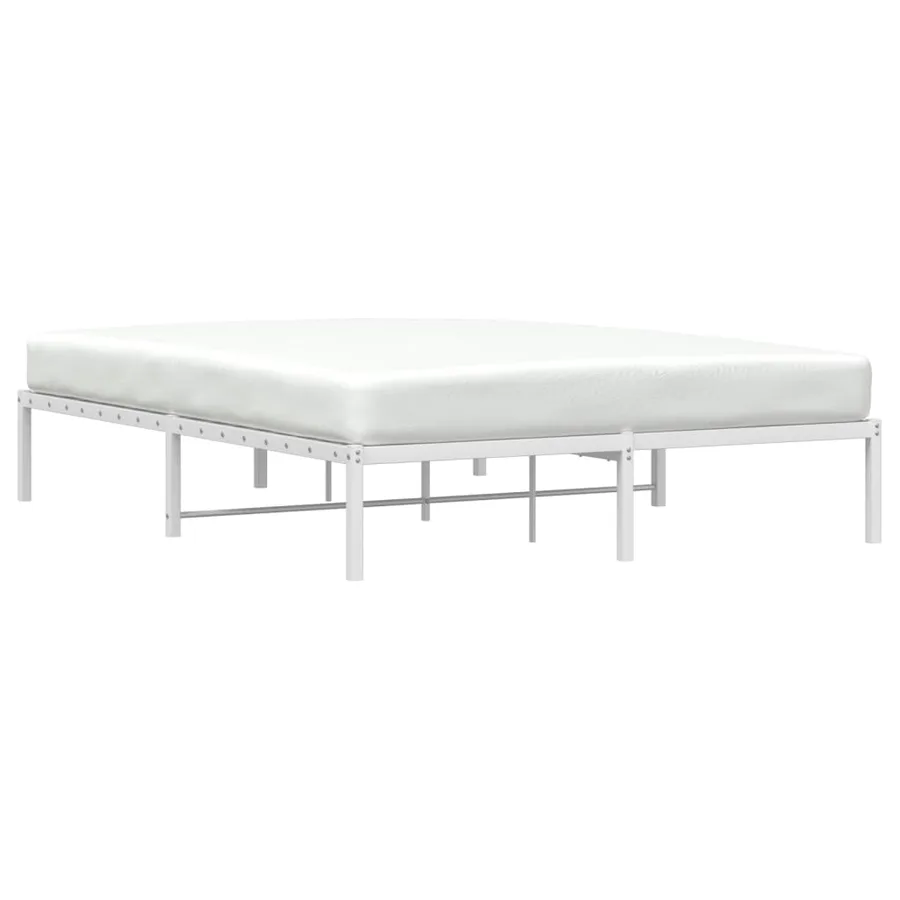 Cadre de lit métal sans matelas blanc 160x200 cm - 3
