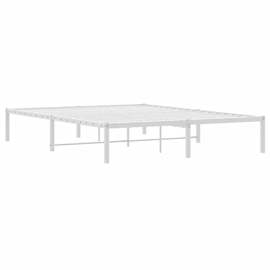 Cadre de lit métal sans matelas blanc 160x200 cm - 7