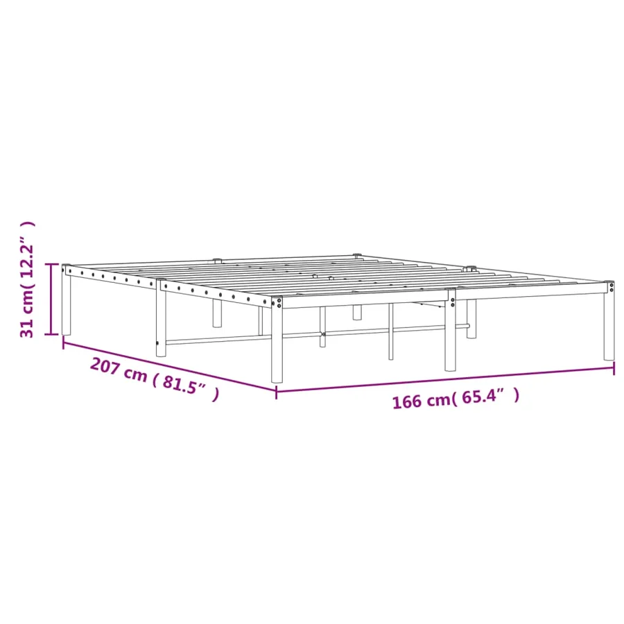 Cadre de lit métal sans matelas blanc 160x200 cm - 9