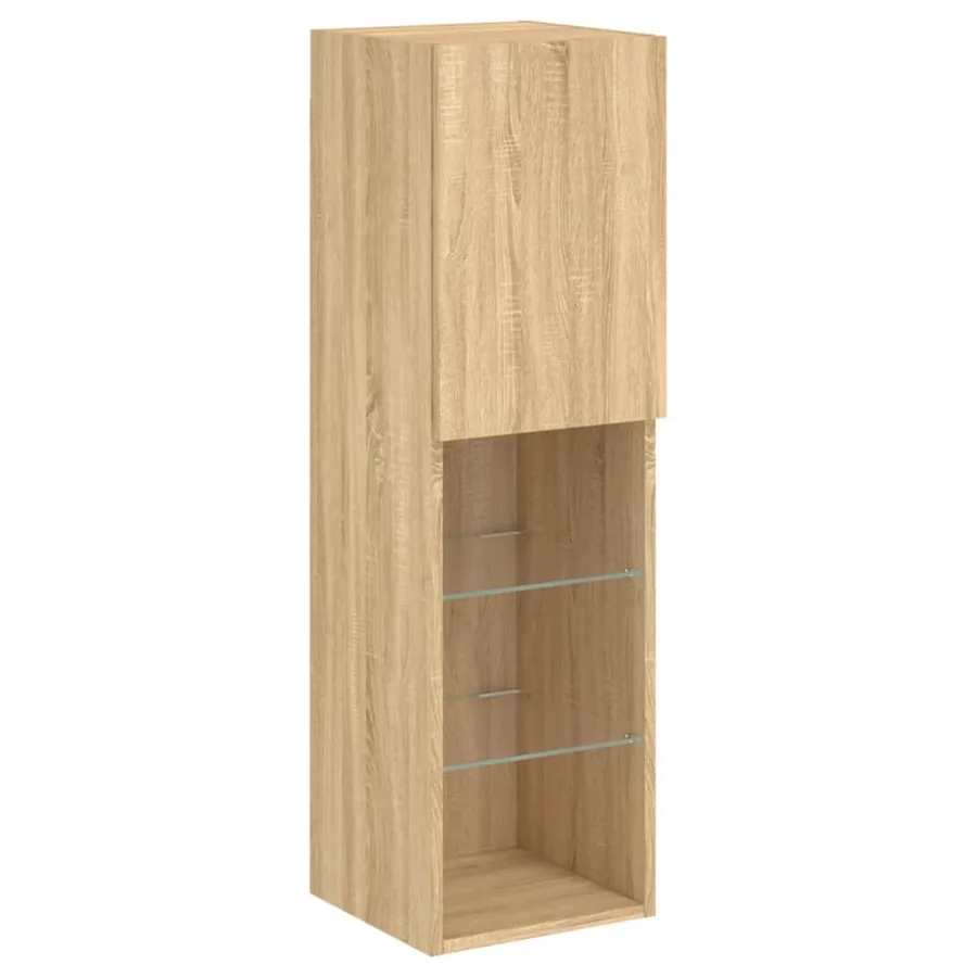 Ensemble de meubles TV muraux 7pcs et lumières LED chêne sonoma - 10