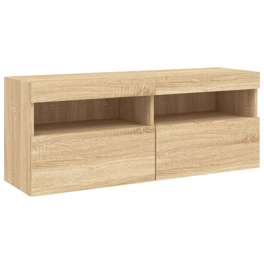 Ensemble de meubles TV muraux 7pcs et lumières LED chêne sonoma - 8