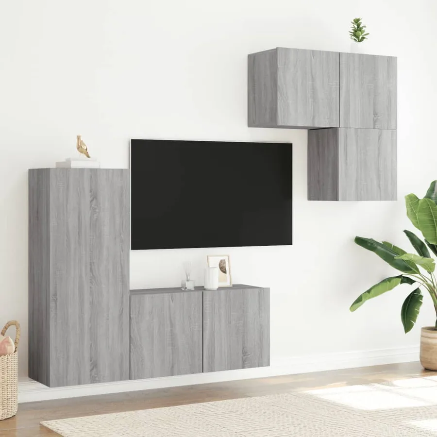 Unités murales TV 4 pcs sonoma gris bois d'ingénierie - 3