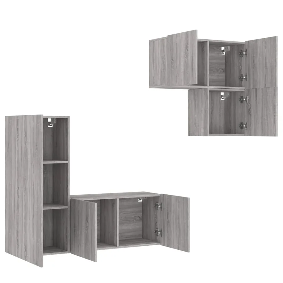 Unités murales TV 4 pcs sonoma gris bois d'ingénierie - 4