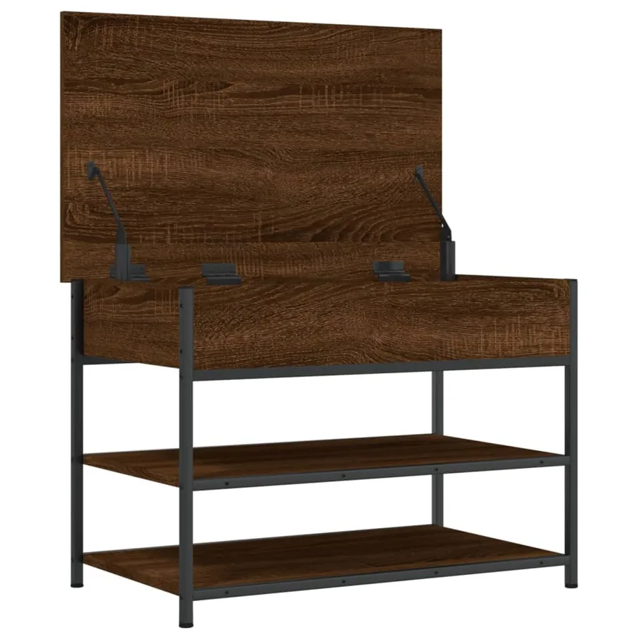 Banc à chaussures chêne marron 70x42,5x50 cm bois d'ingénierie - 6