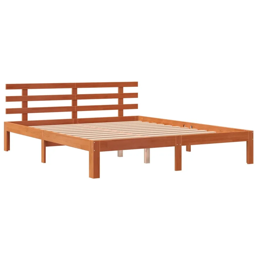 Cadre de lit sans matelas cire marron 150x200cm bois pin massif - 3