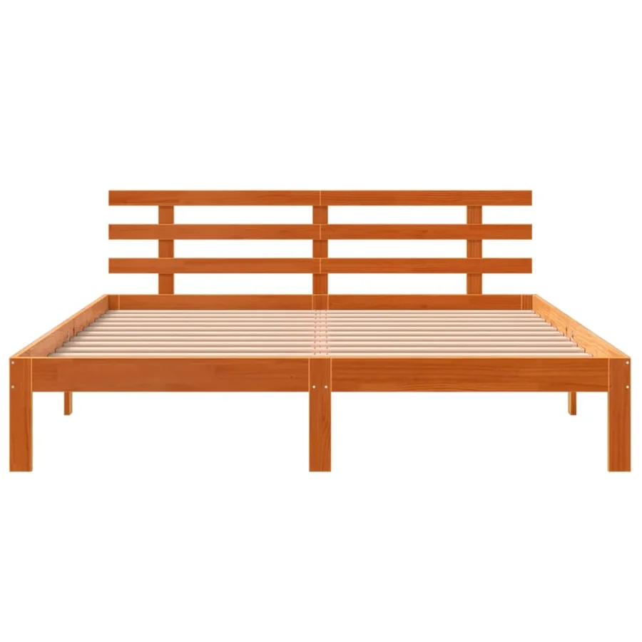 Cadre de lit sans matelas cire marron 150x200cm bois pin massif - 4