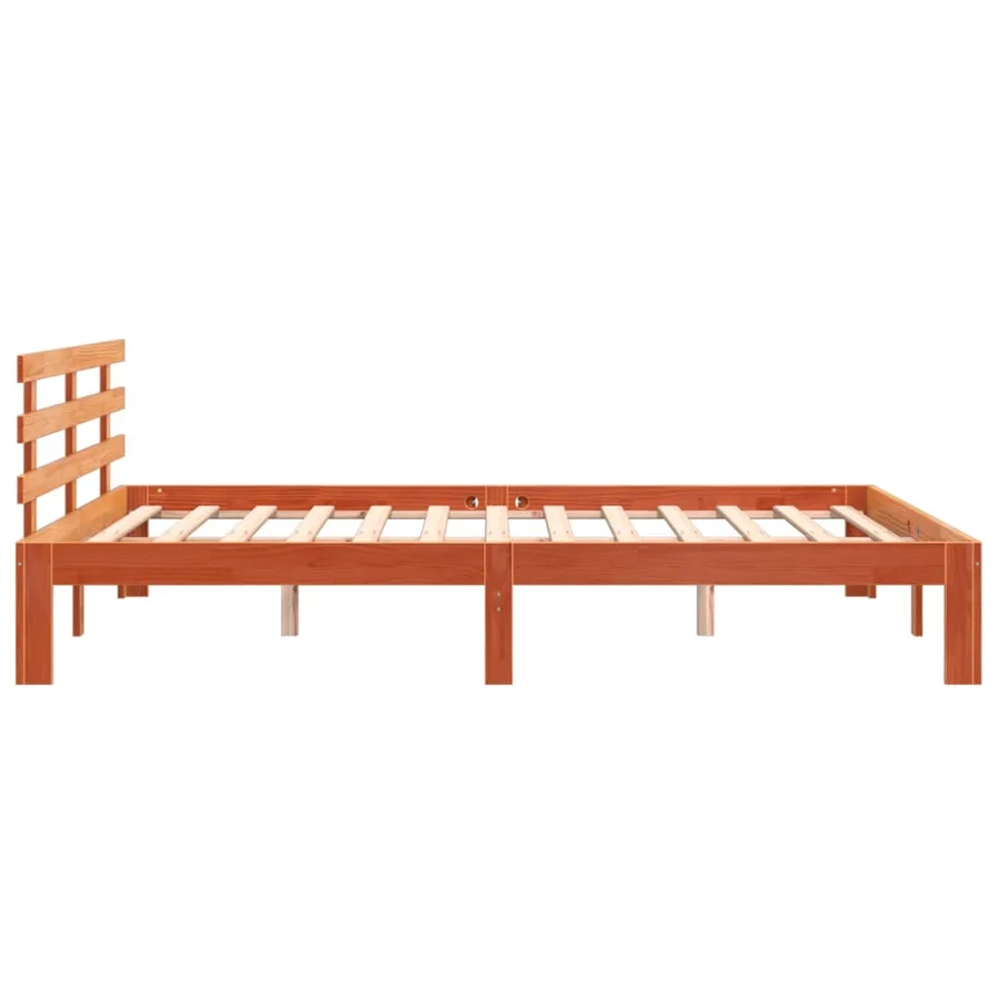 Cadre de lit sans matelas cire marron 150x200cm bois pin massif - 5