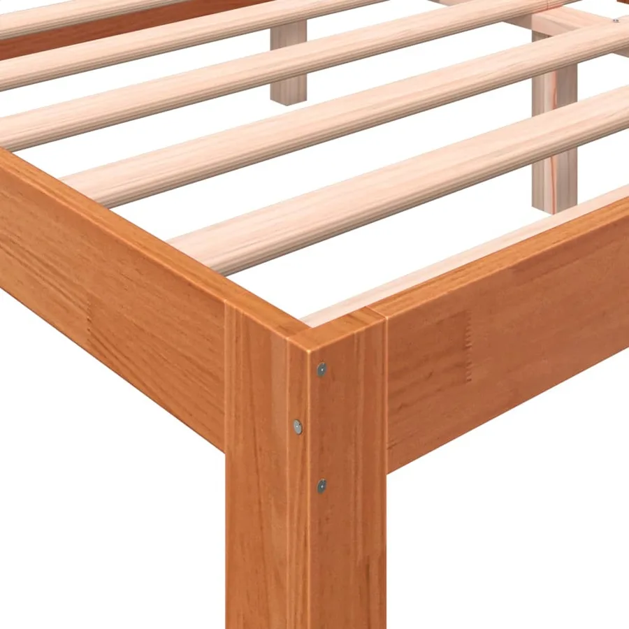 Cadre de lit sans matelas cire marron 150x200cm bois pin massif - 7