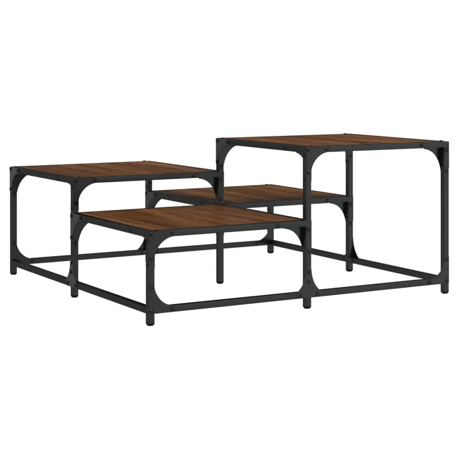 Table basse chêne marron 87,5x87,5x40 cm bois d'ingénierie - 2
