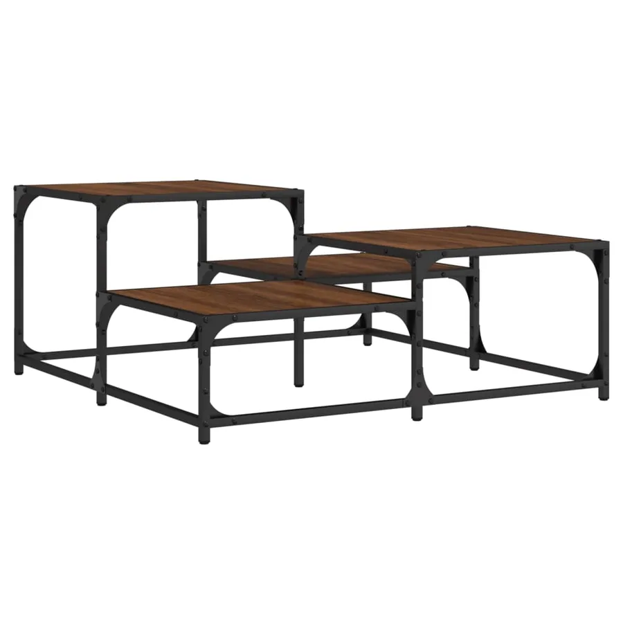 Table basse chêne marron 87,5x87,5x40 cm bois d'ingénierie - 6