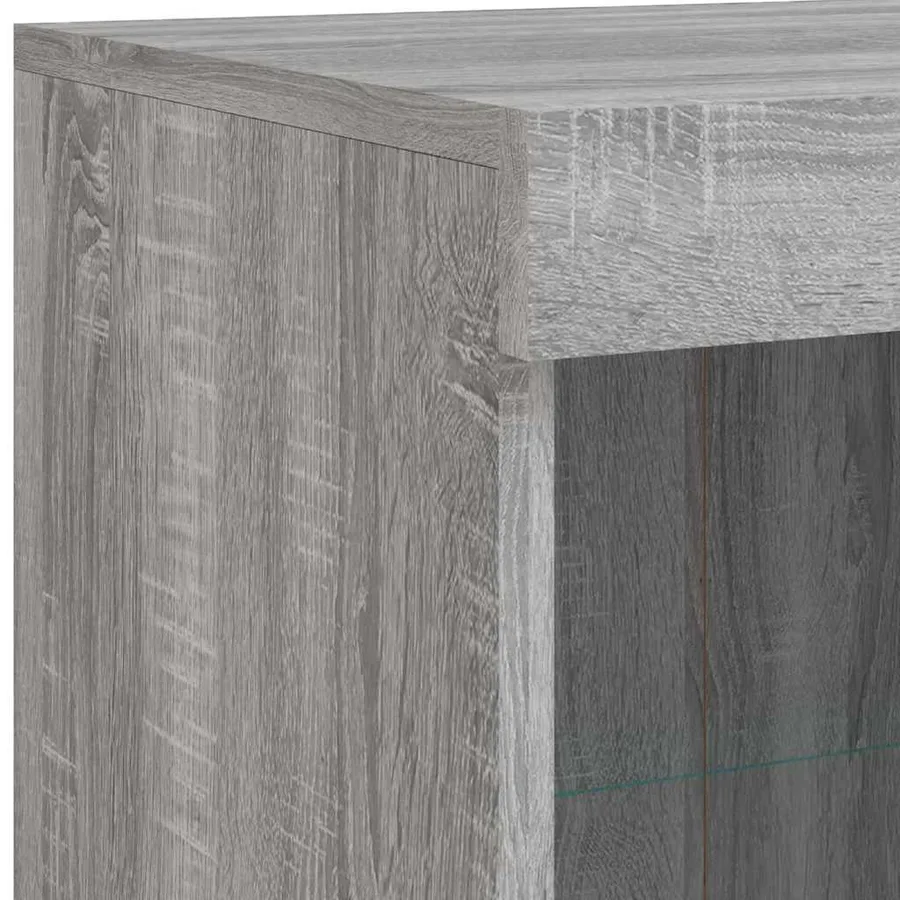 Buffets avec lumières LED 3 pcs sonoma gris bois d'ingénierie - 12