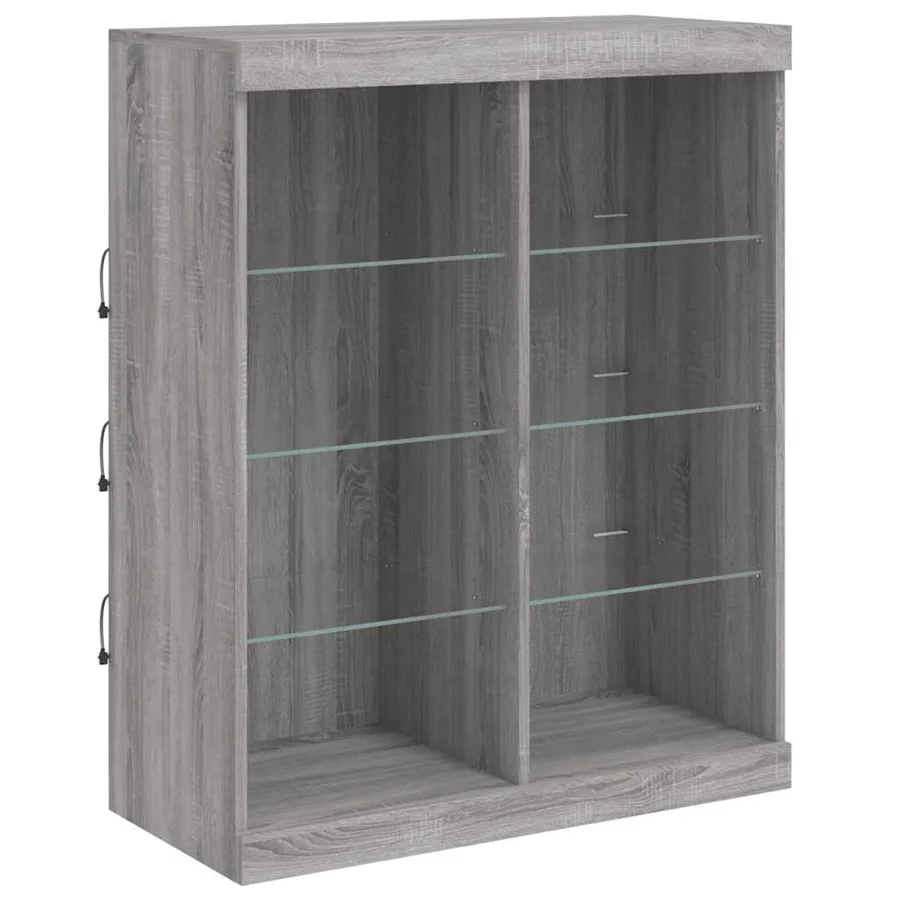 Buffets avec lumières LED 3 pcs sonoma gris bois d'ingénierie - 8