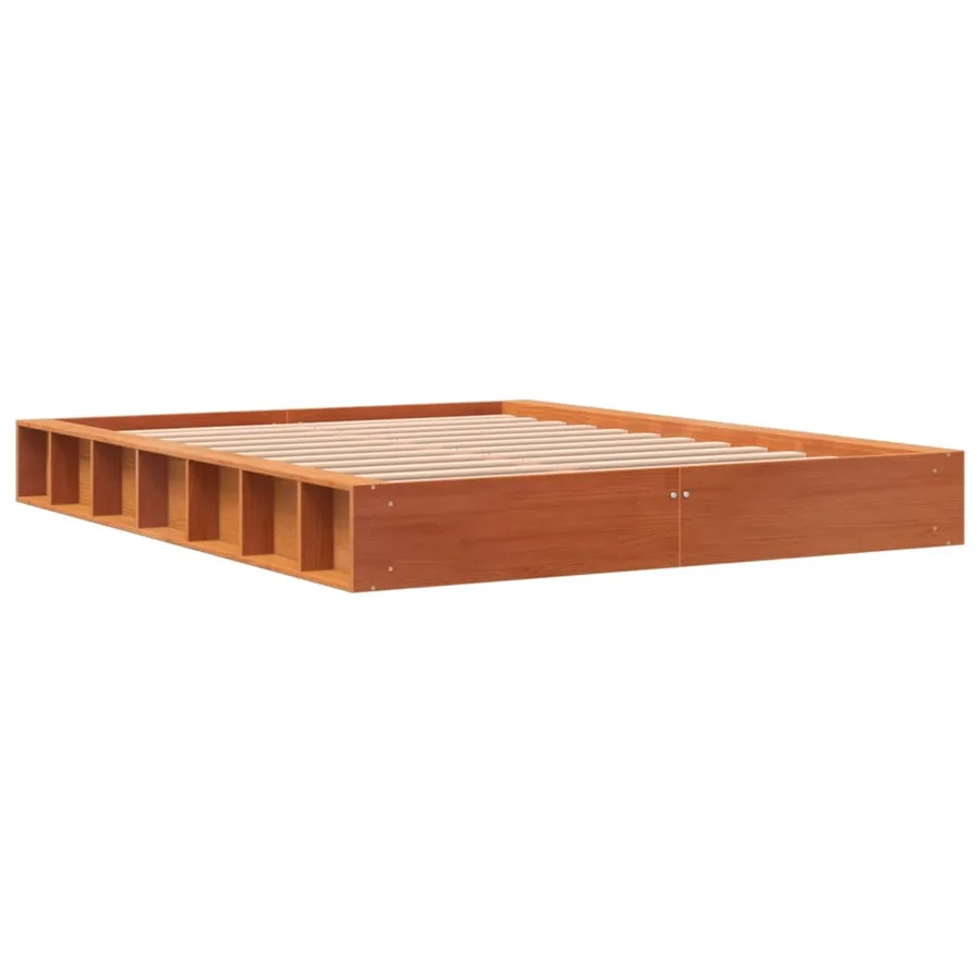 Cadre de lit sans matelas cire marron 120x190cm bois pin massif - 3