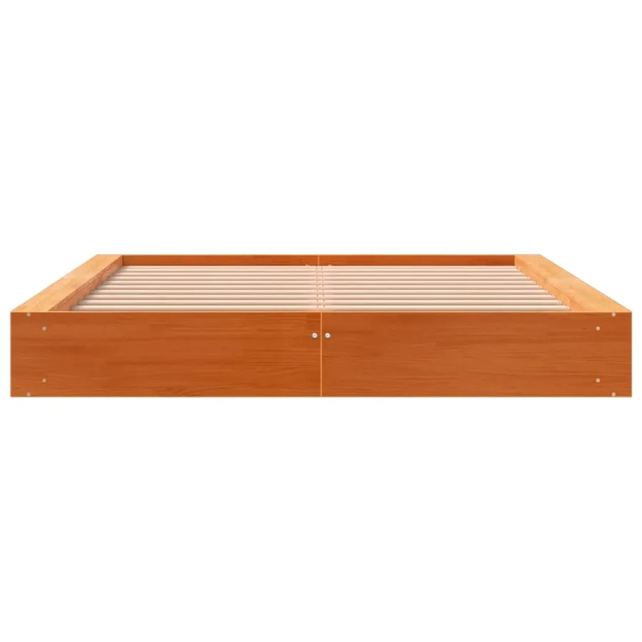 Cadre de lit sans matelas cire marron 120x190cm bois pin massif - 4