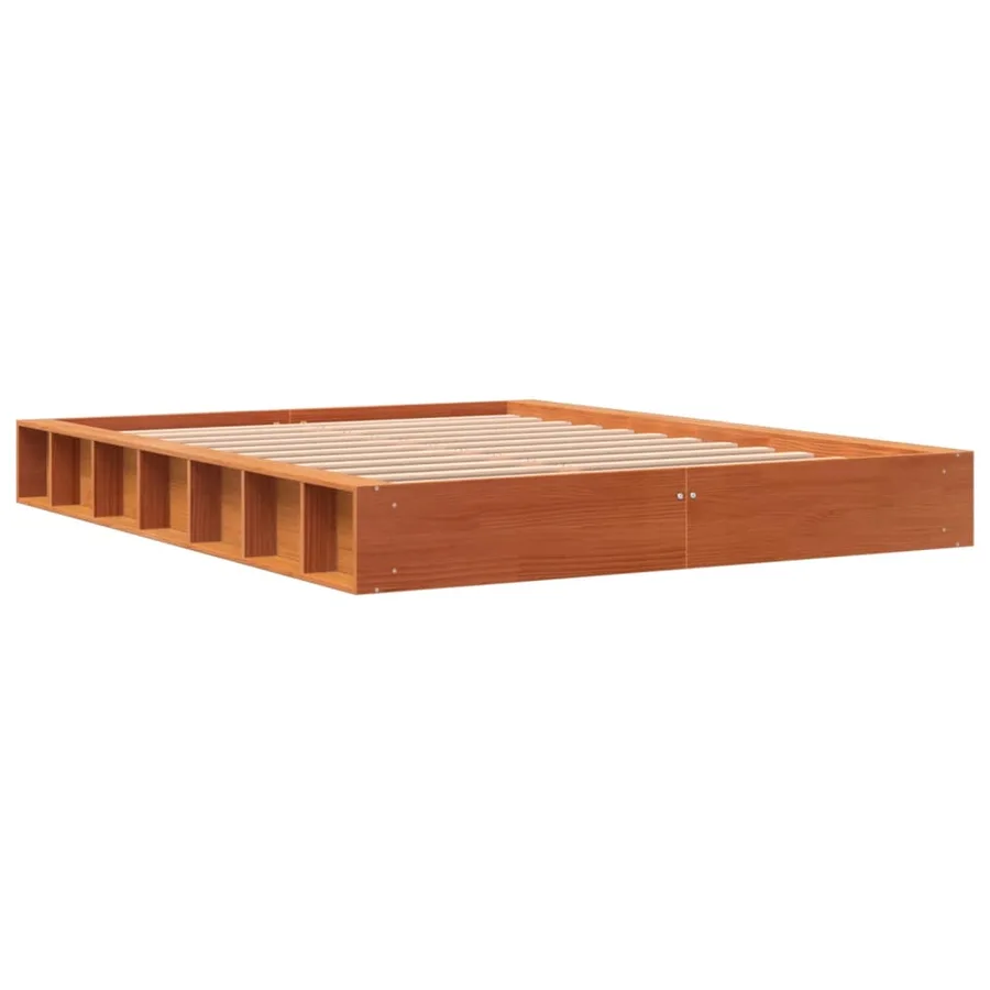 Cadre de lit sans matelas cire marron 120x190cm bois pin massif - 6