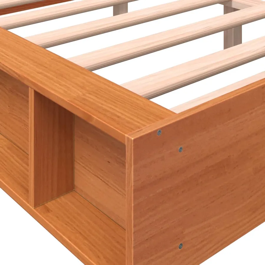Cadre de lit sans matelas cire marron 120x190cm bois pin massif - 7