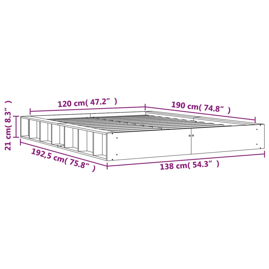 Cadre de lit sans matelas cire marron 120x190cm bois pin massif - 9