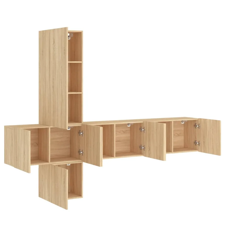Unités murales TV 5 pcs chêne sonoma bois d'ingénierie - 4