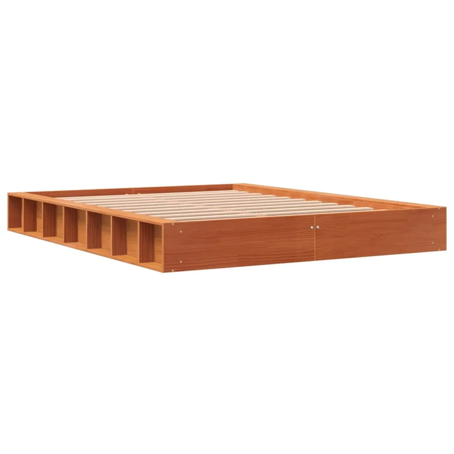 Cadre de lit sans matelas cire marron 120x200cm bois pin massif - 6