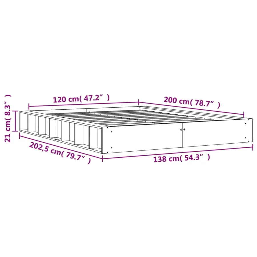 Cadre de lit sans matelas cire marron 120x200cm bois pin massif - 9