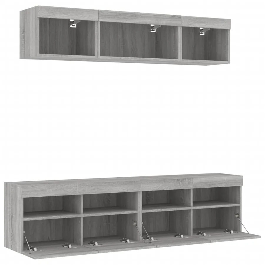 Unités murales TV avec LED 5 pcs gris sonoma bois d'ingénierie - 6