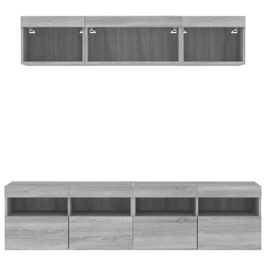 Unités murales TV avec LED 5 pcs gris sonoma bois d'ingénierie - 7