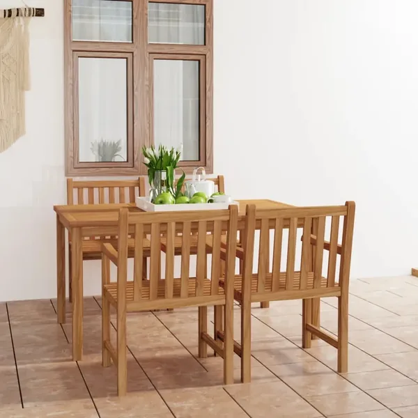 Ensemble de salle à manger de jardin 5 pièces 150 x 90 cm en bois de teck massif