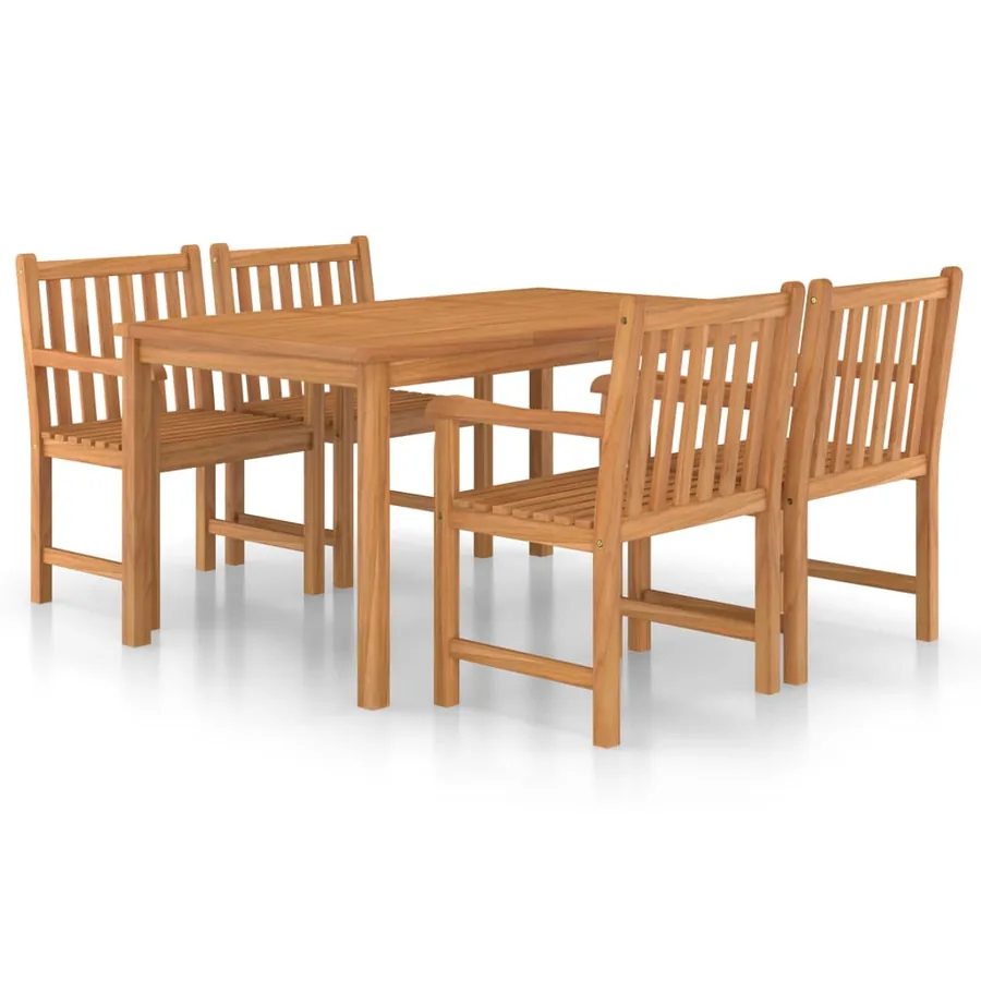 Ensemble de salle à manger de jardin 5 pièces 150 x 90 cm en bois de teck massif - 2