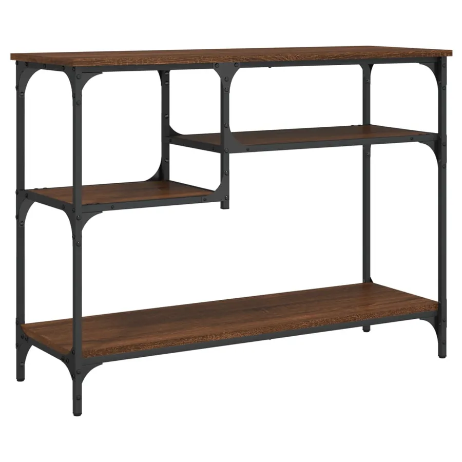 Table console avec étagères chêne marron 100x35x75 cm - 2
