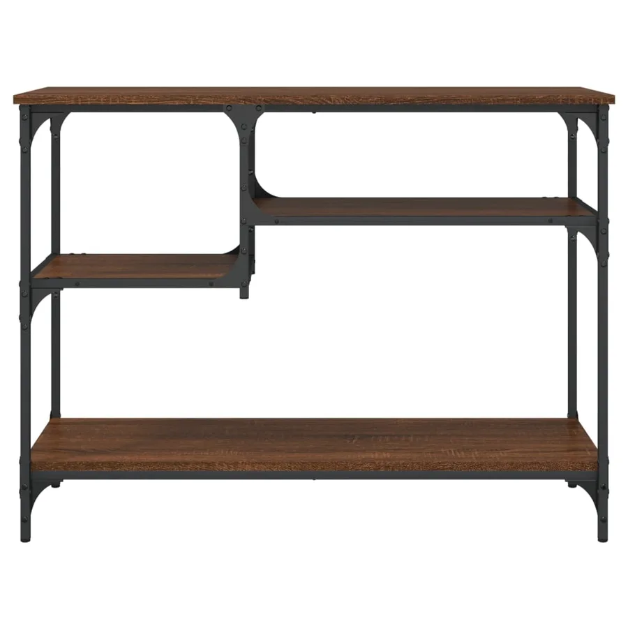 Table console avec étagères chêne marron 100x35x75 cm - 4