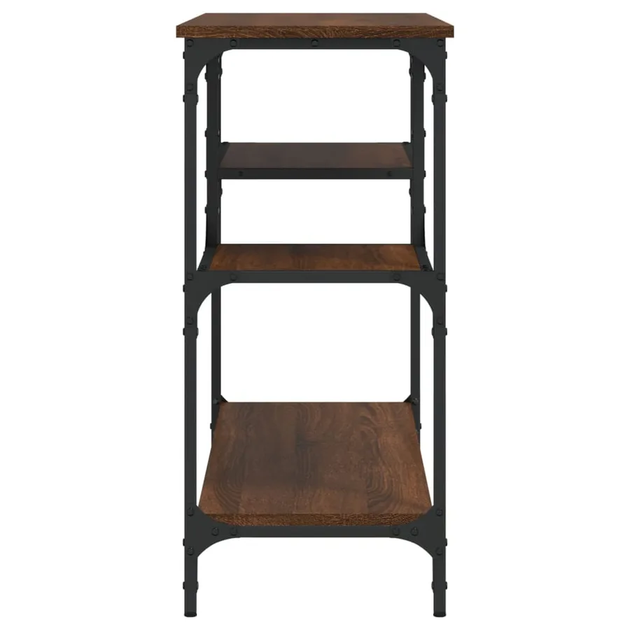 Table console avec étagères chêne marron 100x35x75 cm - 5