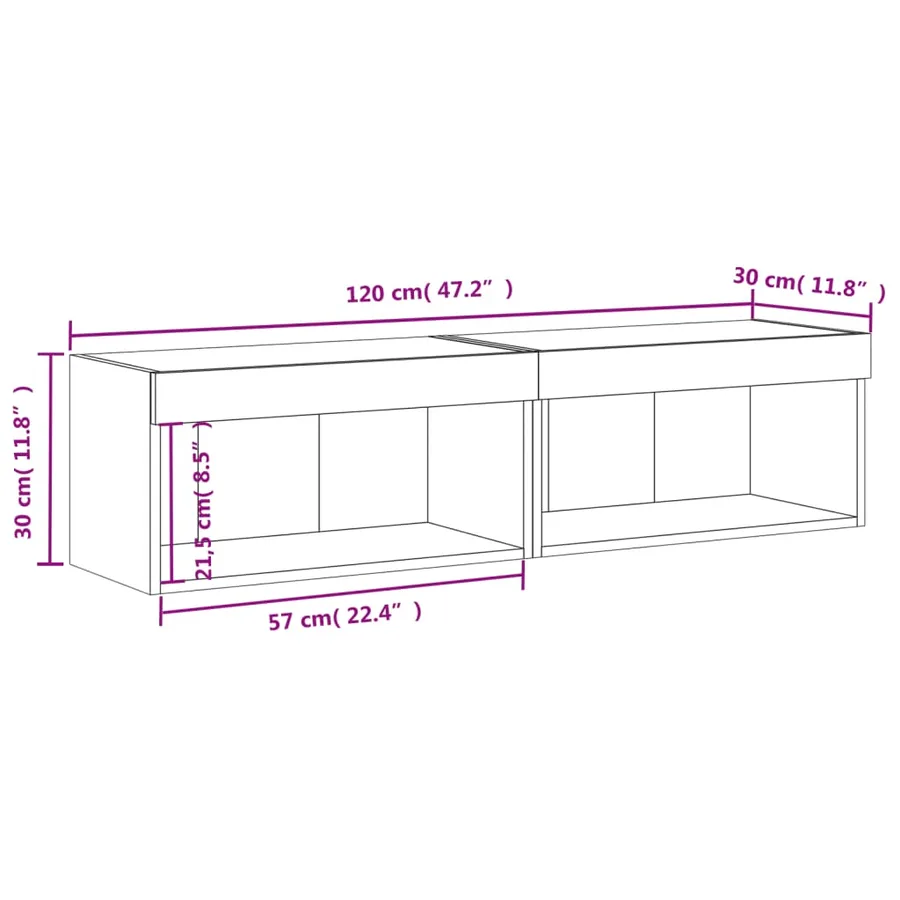 Meubles TV avec lumières LED 2 pcs chêne sonoma 60x30x30 cm - 17