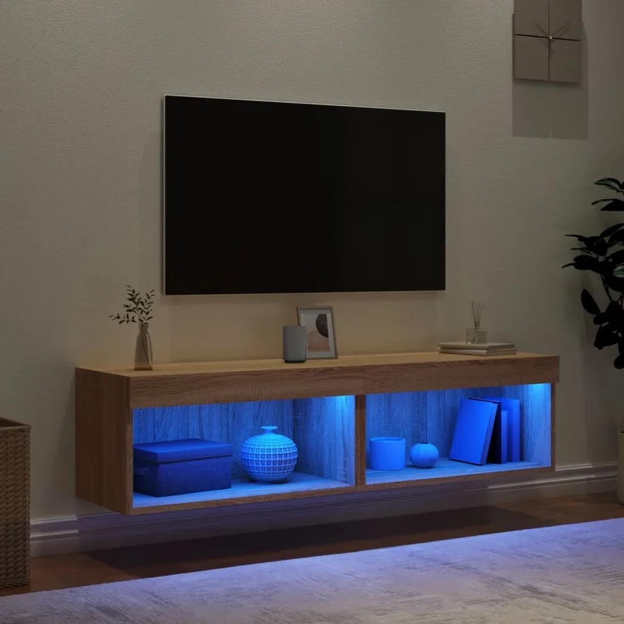 Meubles TV avec lumières LED 2 pcs chêne sonoma 60x30x30 cm - 3