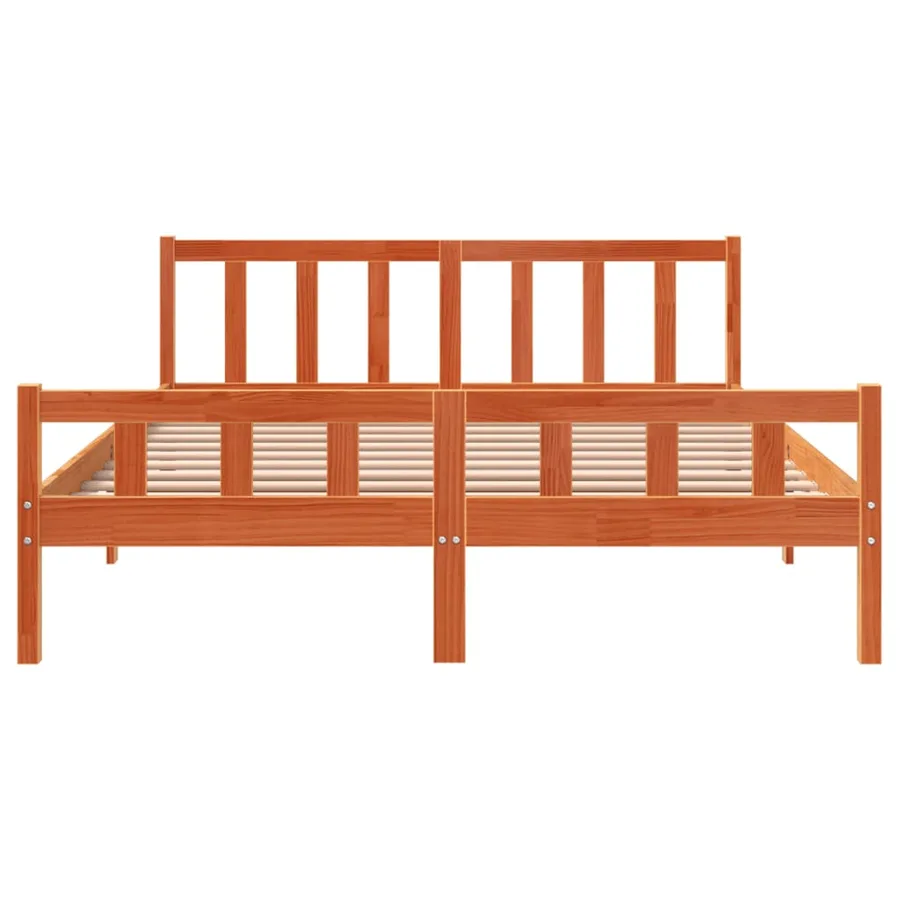 Cadre de lit sans matelas cire marron 150x200cm bois pin massif - 4
