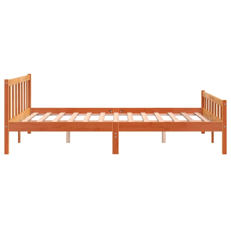 Cadre de lit sans matelas cire marron 150x200cm bois pin massif - 5
