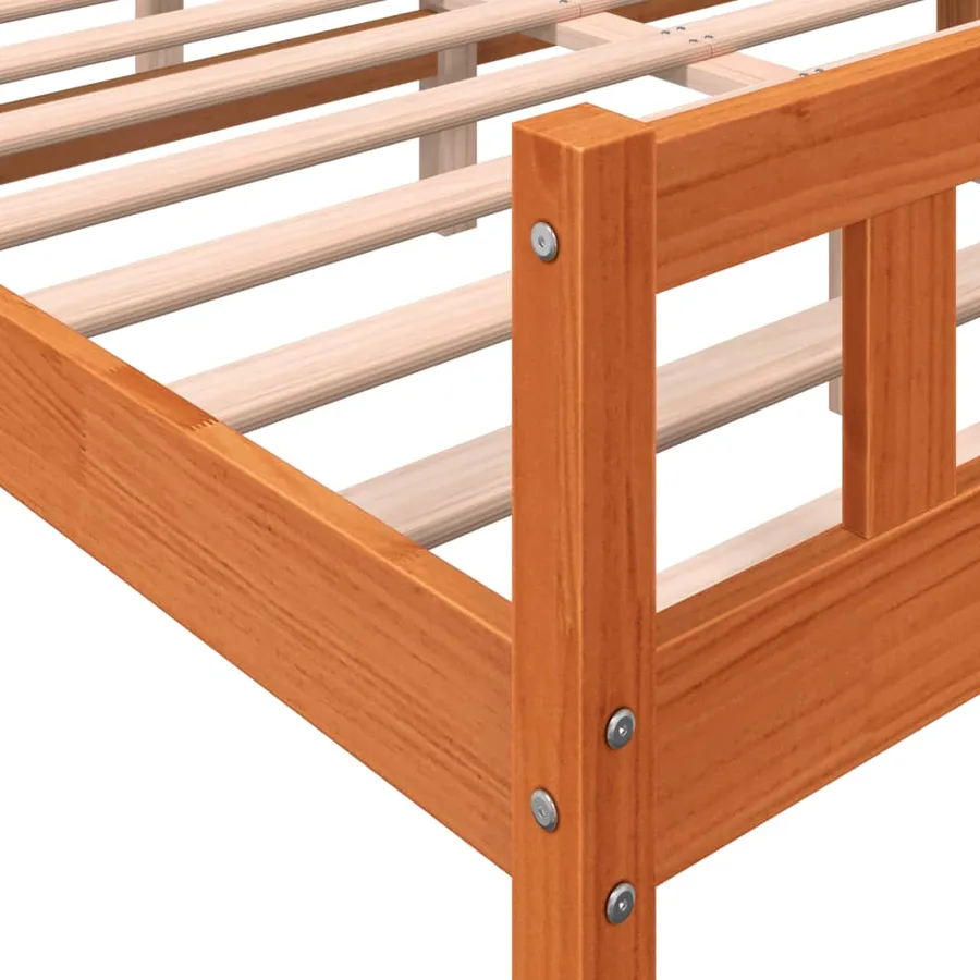 Cadre de lit sans matelas cire marron 150x200cm bois pin massif - 7