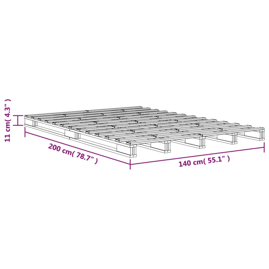 Lit de palette sans matelas cire marron 140x200 cm pin massif - 9