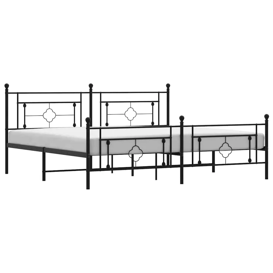 Cadre de lit métal sans matelas avec pied de lit noir 193x203cm - 2